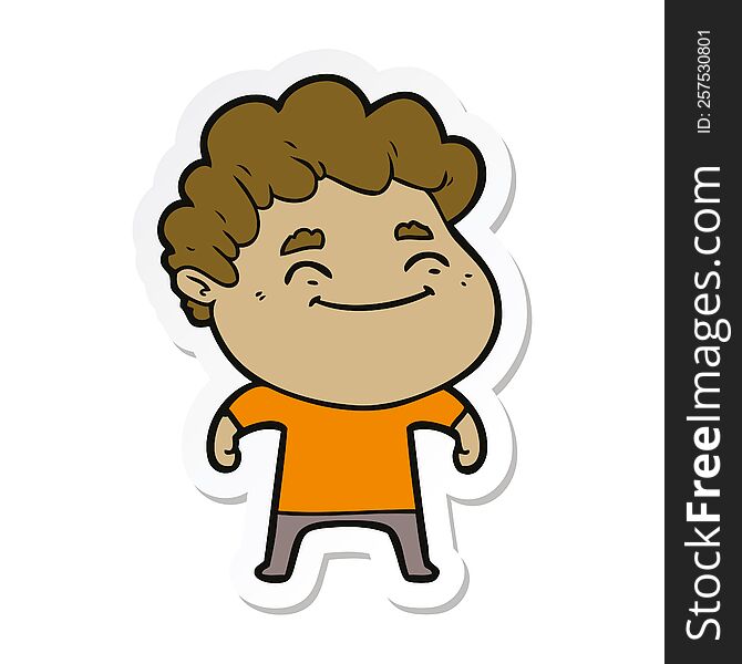 Sticker Of A Cartoon Friendly Man