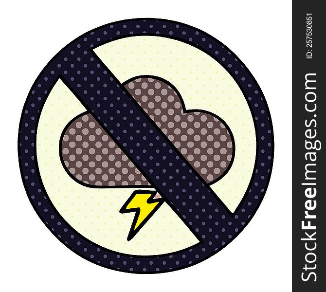 Comic Book Style Cartoon Weather Warning Sign