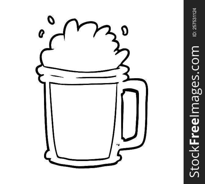 line drawing of a pint of ale. line drawing of a pint of ale