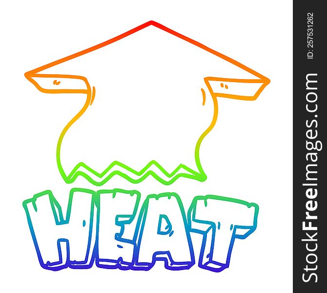 rainbow gradient line drawing of a cartoon heat symbol