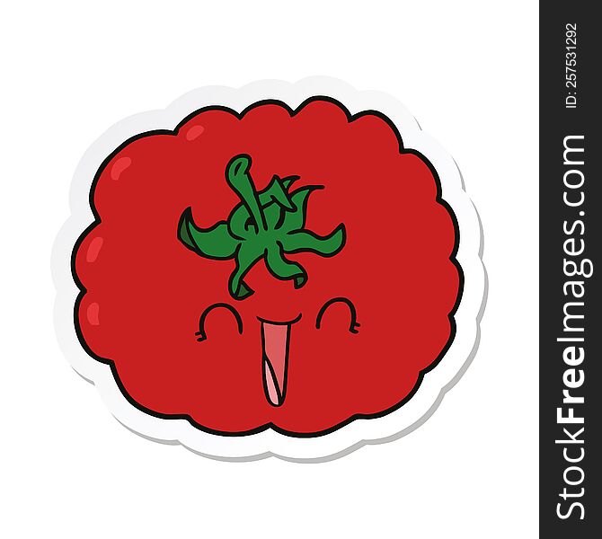 Sticker Of A Cartoon Happy Tomato