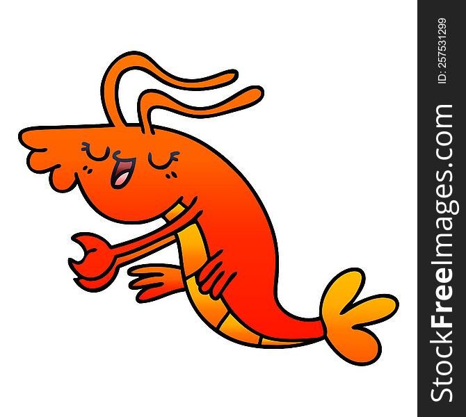 Quirky Gradient Shaded Cartoon Happy Shrimp