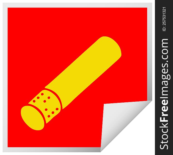 square peeling sticker cartoon of a cigarette stick