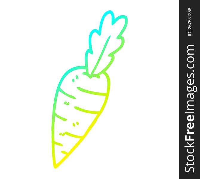 cold gradient line drawing of a cartoon organic carrot