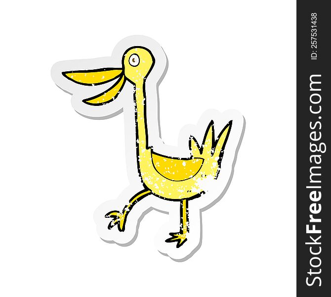 retro distressed sticker of a funny cartoon duck