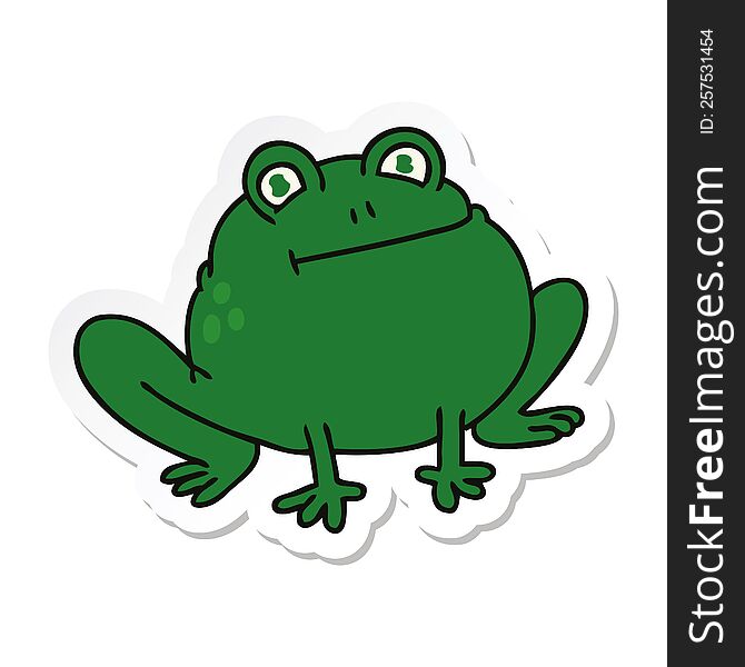 sticker of a quirky hand drawn cartoon frog