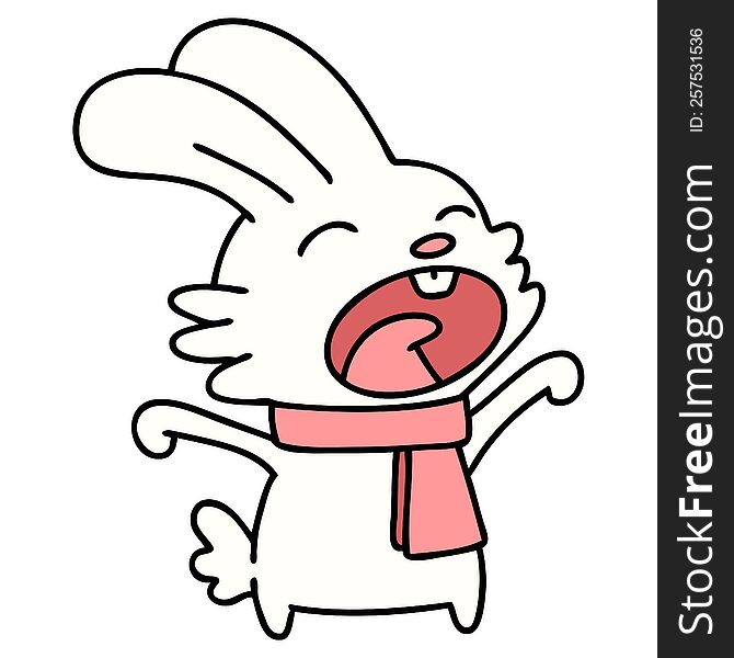 Rabbit With Scarf Yawning