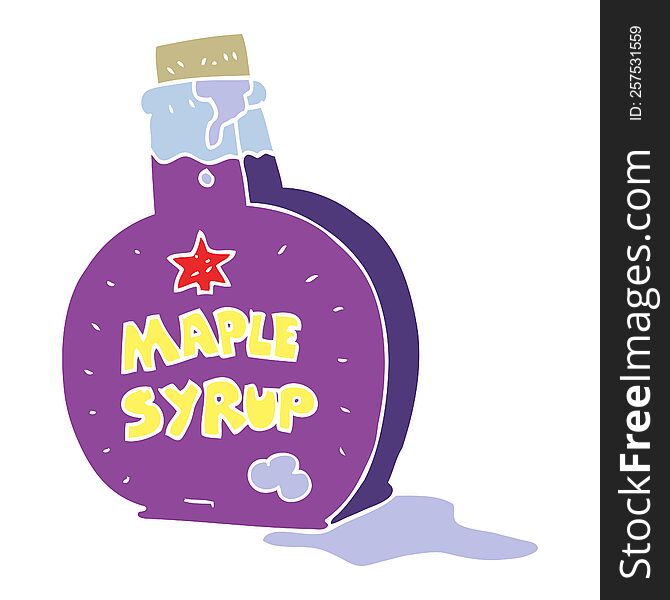 Flat Color Illustration Of A Cartoon Maple Syrup Bottle