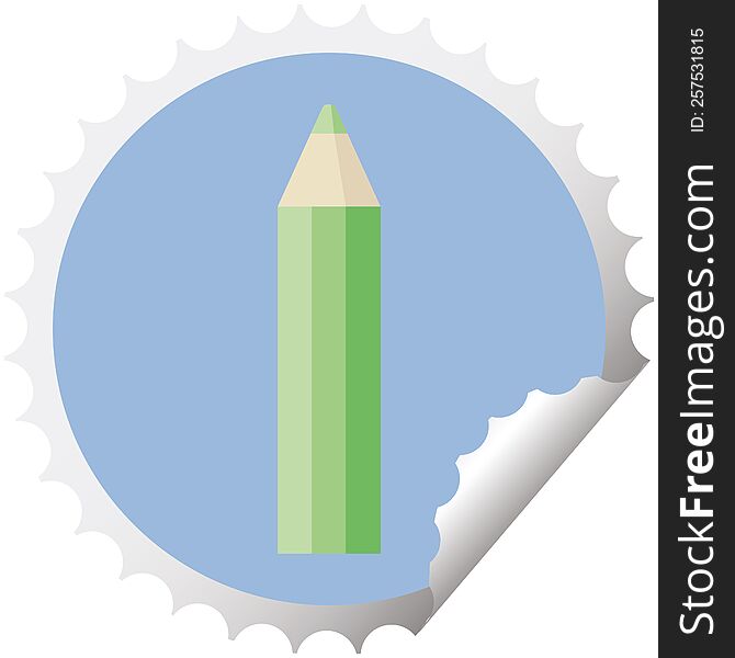 green coloring pencil round sticker stamp