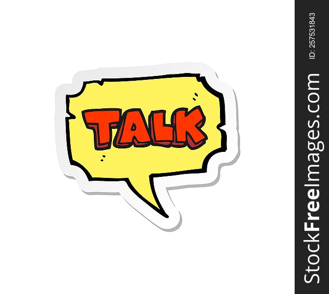 sticker of a cartoon talk symbol