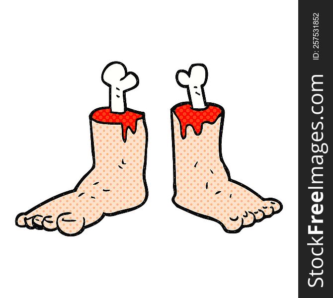 freehand drawn cartoon gross severed feet