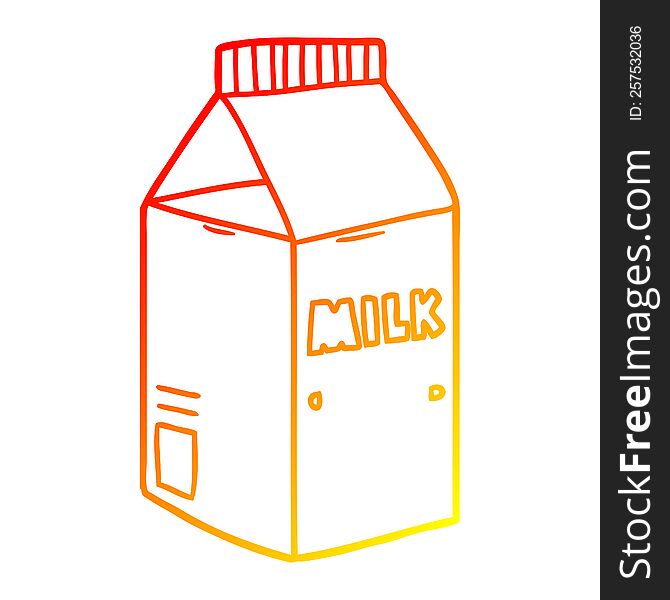 warm gradient line drawing of a cartoon milk carton
