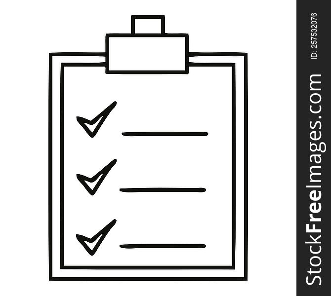 line drawing cartoon of a check list