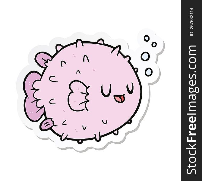 sticker of a cartoon blowfish
