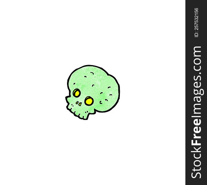 Cartoon Spooky Green Skull