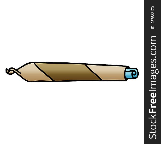 gradient shaded quirky cartoon rolled up joint. gradient shaded quirky cartoon rolled up joint