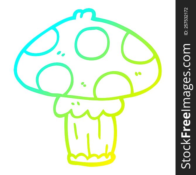 cold gradient line drawing of a cartoon mushroom