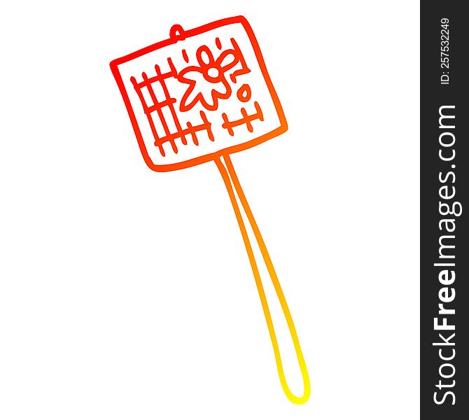 warm gradient line drawing of a cartoon fly swatter