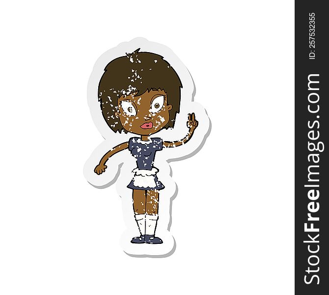 retro distressed sticker of a cartoon maid