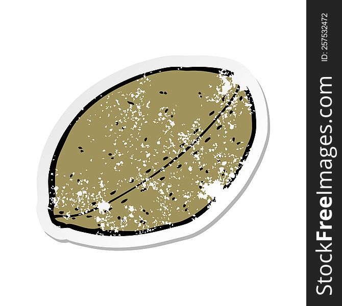 Retro Distressed Sticker Of A Cartoon Football