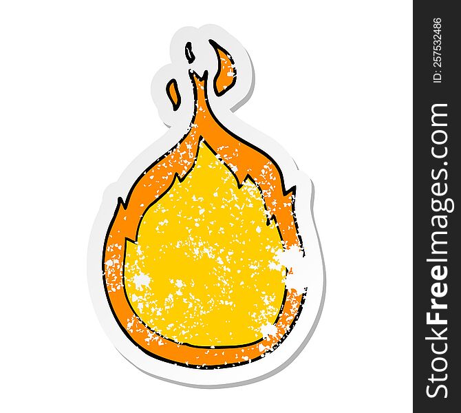 distressed sticker of a cartoon flames