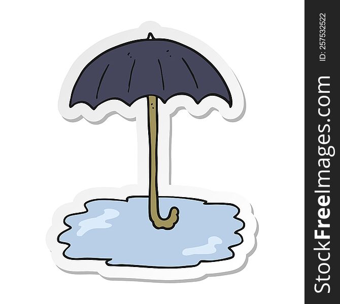 Sticker Of A Cartoon Wet Umbrella