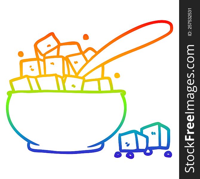 Rainbow Gradient Line Drawing Cartoon Sugar Bowl