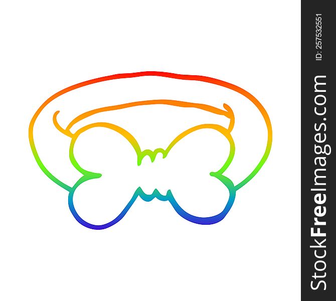rainbow gradient line drawing of a cartoon black bow tie