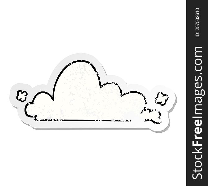 Distressed Sticker Cartoon Doodle Of A White Cloud