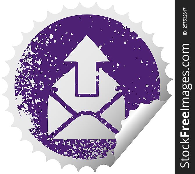 distressed circular peeling sticker symbol email sign