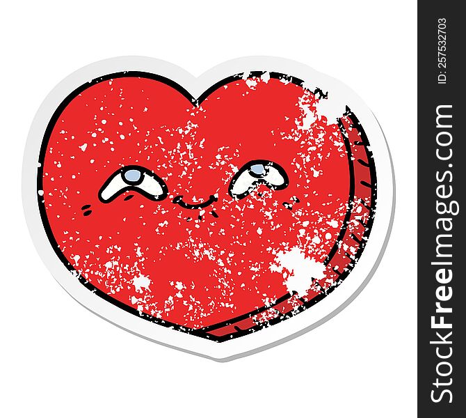 Distressed Sticker Of A Cartoon Love Heart