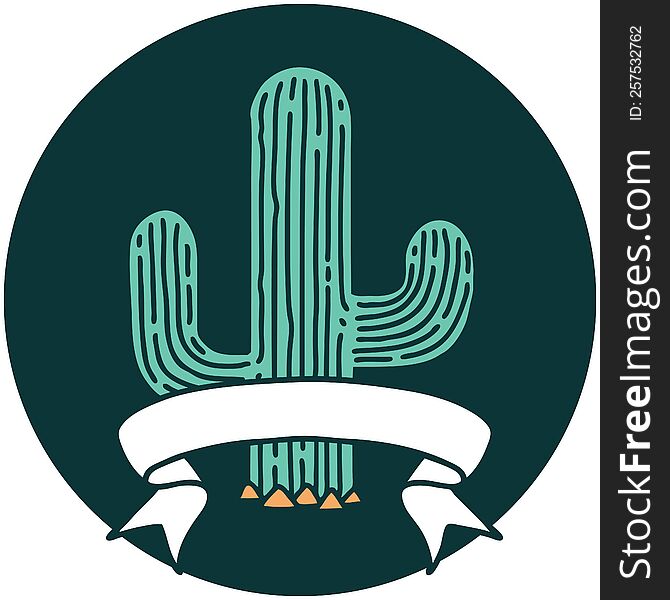 Icon With Banner Of A Cactus