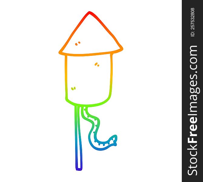 rainbow gradient line drawing of a cartoon firework