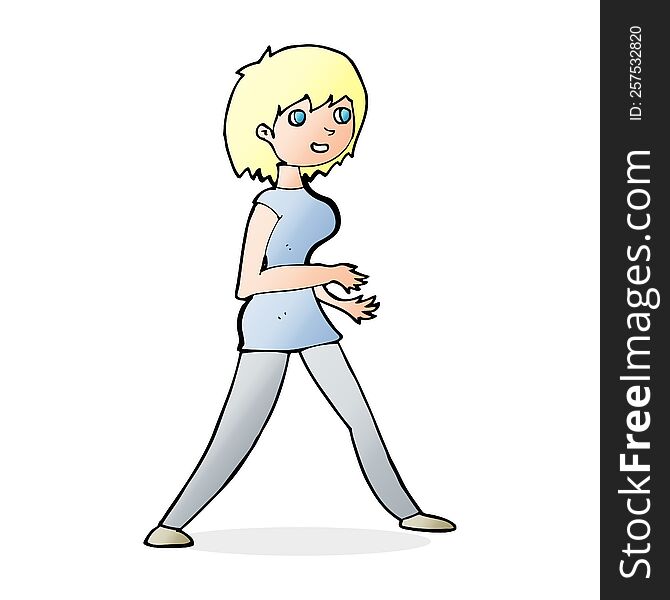 cartoon woman walking