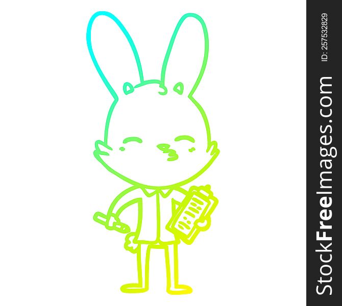 Cold Gradient Line Drawing Office Bunny Cartoon