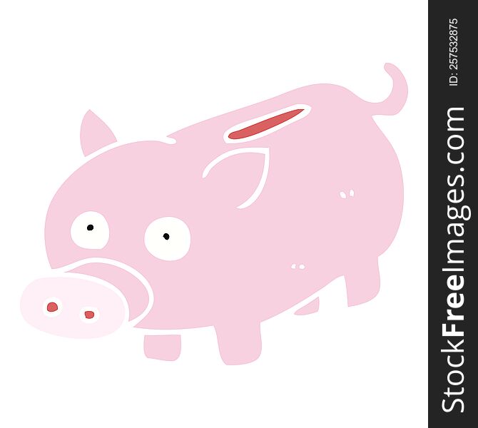 Flat Color Illustration Of A Cartoon Piggy Bank