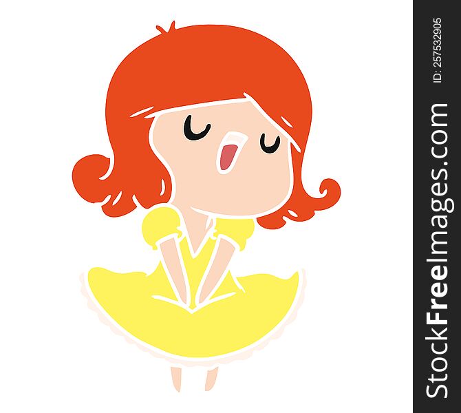 cartoon illustration of a cute singing kawaii girl. cartoon illustration of a cute singing kawaii girl