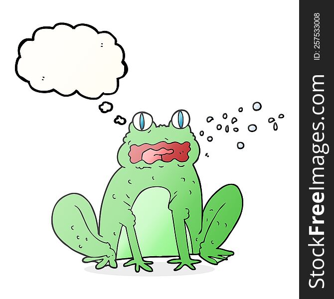 freehand drawn thought bubble cartoon burping frog
