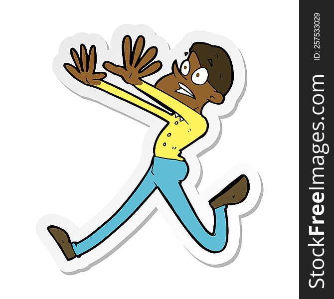 sticker of a cartoon man running away