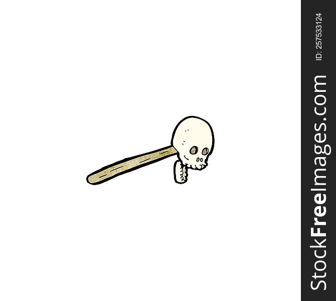 gross skull on stick cartoon
