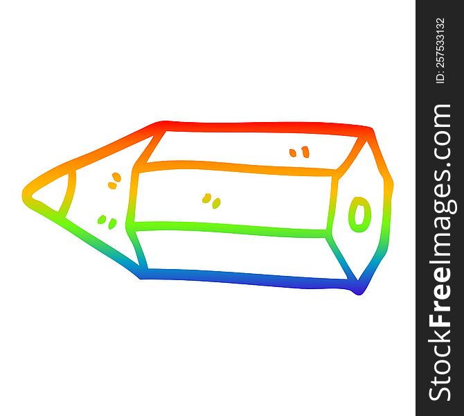 rainbow gradient line drawing of a cartoon coloring pencil