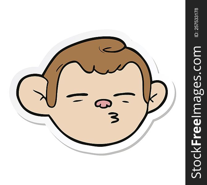 sticker of a cartoon monkey face