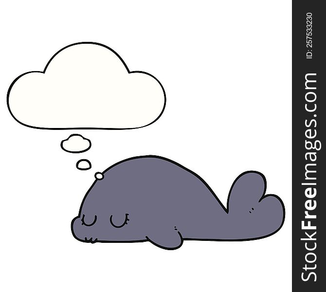 Cute Cartoon Seal And Thought Bubble