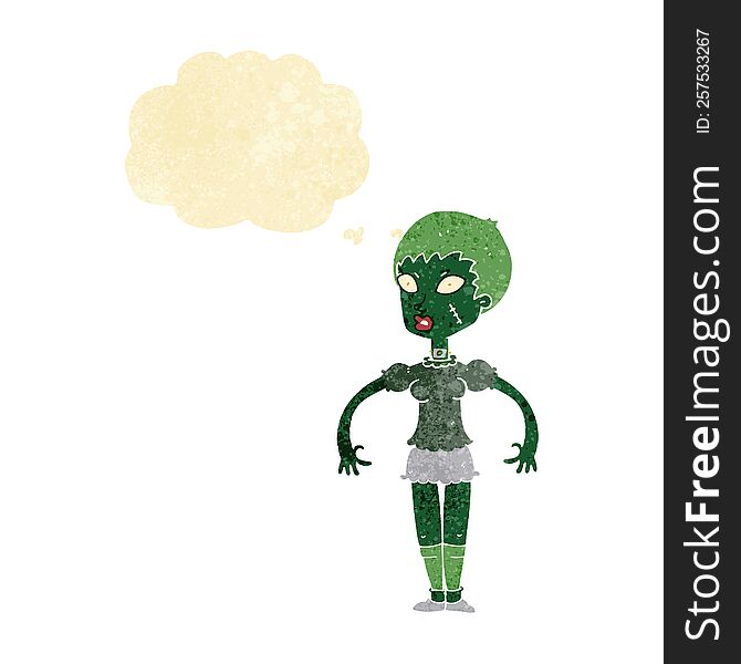 Cartoon Zombie Monster Woman With Thought Bubble