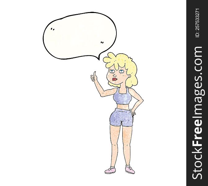 Speech Bubble Textured Cartoon Gym Woman