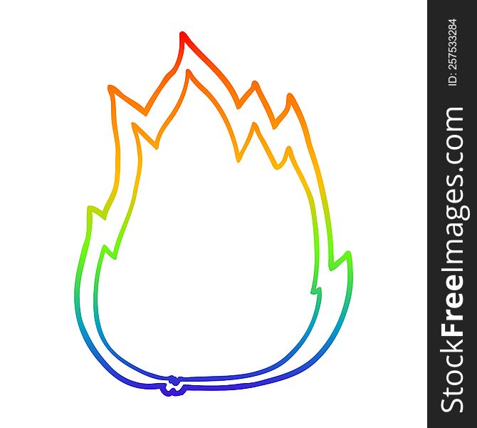 Rainbow Gradient Line Drawing Cartoon Fire