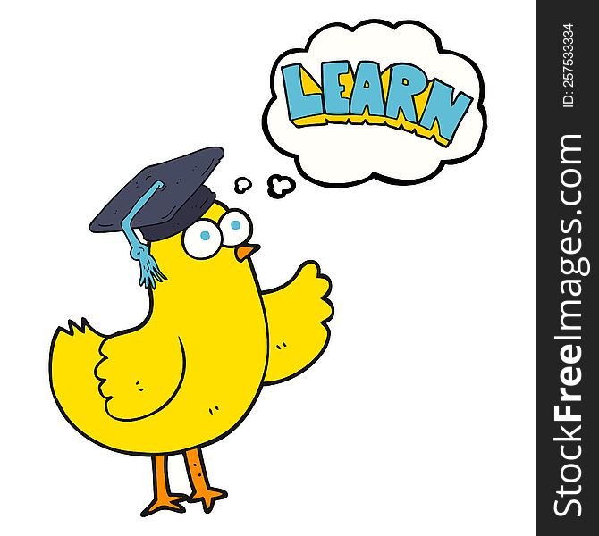 Thought Bubble Cartoon Bird With Learn Text