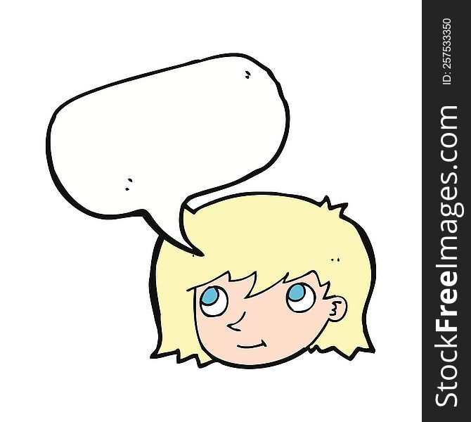 cartoon female face with speech bubble