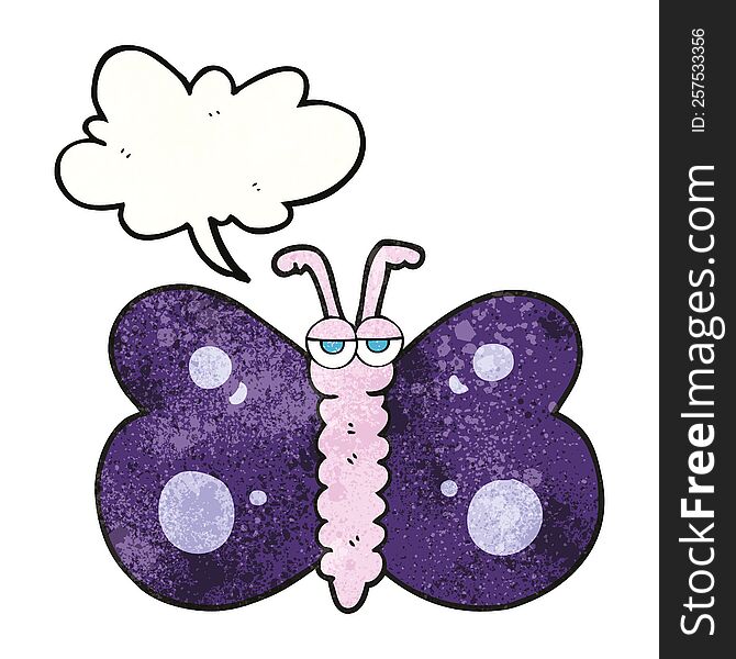 Speech Bubble Textured Cartoon Butterfly