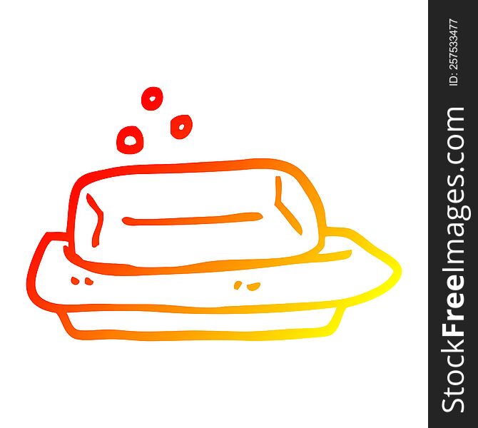 warm gradient line drawing of a cartoon soap and dish